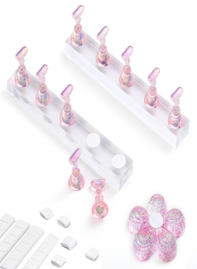 Etercycle Nail Stand Acrylic Nail Art Display Stand Practice Nail Holder for Painting Nails Practice Stands with Reusable Putty (Pink) - Image 1